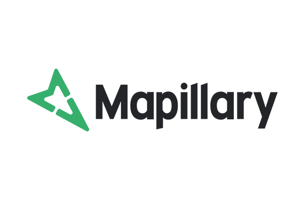Mapillary logo featuring a green geometric icon and the brand name in black text.
