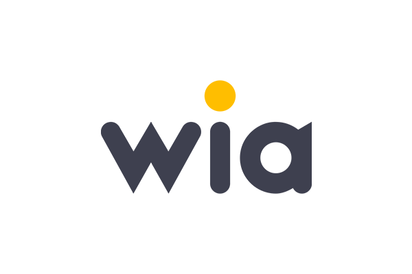 Wia logo with a yellow dot above the letter 'i' on a white background