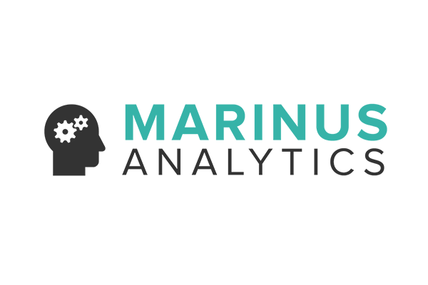 Logo for Marinus Analytics featuring a silhouette of a human head with gears inside, and the Marinus Analytics text beside it.