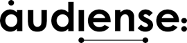 Audiense logo in black text with a stylized design element under the 'e' and 'n' letters.