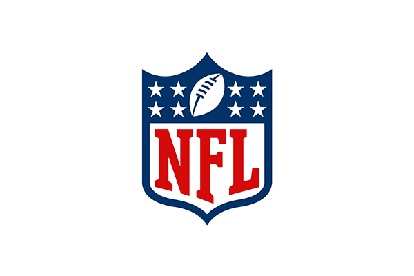 The official National Football League (NFL) logo featuring a football and stars on a shield with bold red 'NFL' letters.