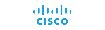Cisco logo with blue text and a bridge-like design above the name.