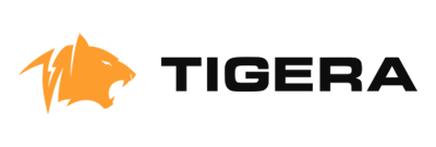 Tigera company logo in orange and black colors on a transparent background