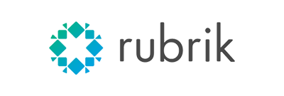 Rubrik logo in a horizontal layout featuring the Rubrik symbol and company name.