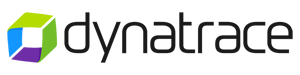 "Dynatrace logo with a colorful geometric icon and black text."